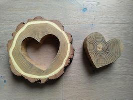Holzherz Deko Set, Baumscheibe mit Herz, Geschenkidee❤️