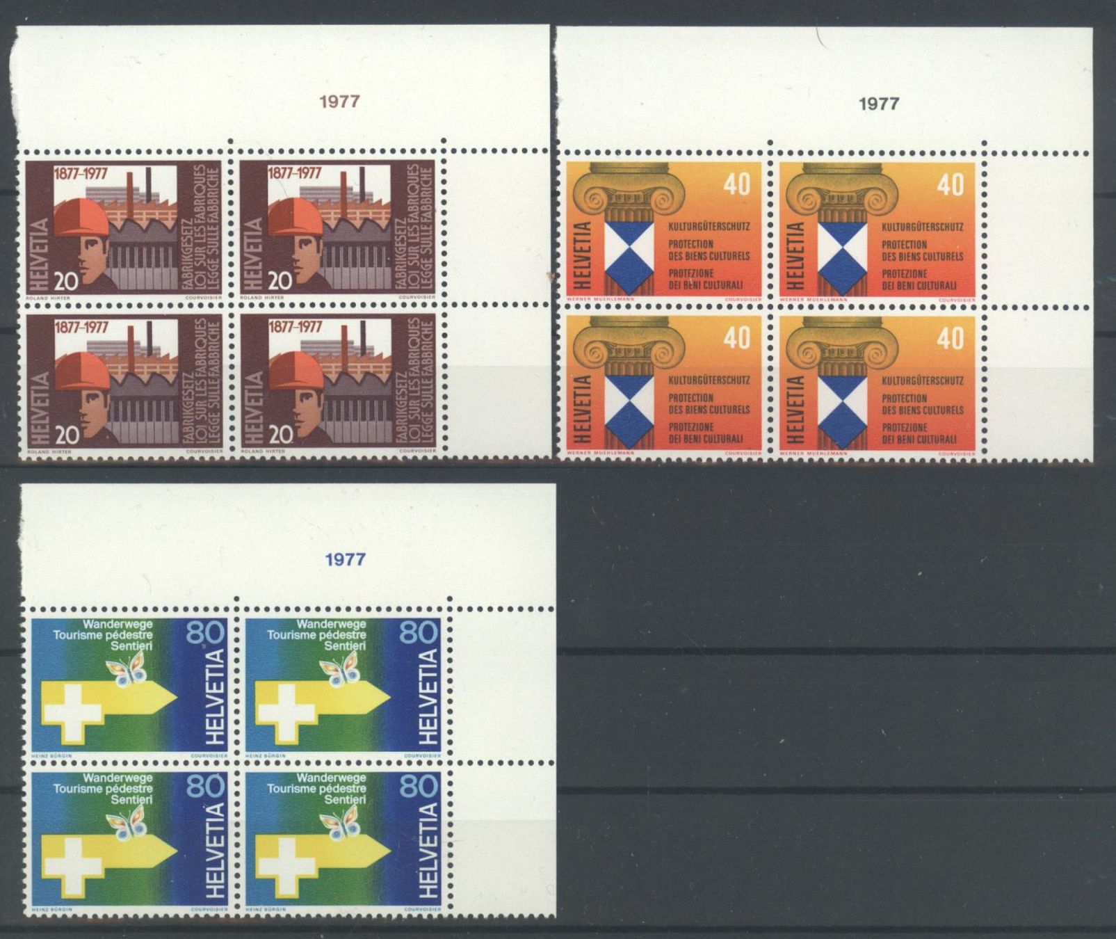 Tutti i francobolli: 1977, Sondermarken II, Viererblöcke ** – Usato da Willisau venduto da Vollstempel