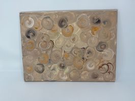 Handgemaltes Leinwand Bild beige/gold