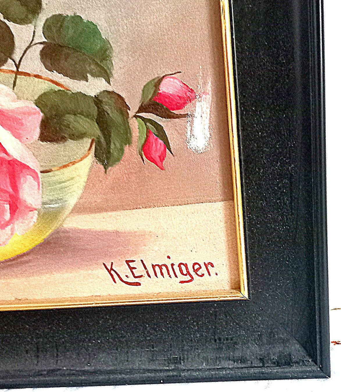 Dipinti: Stilleben Blumen Oelfarben Gemälde von K. Elmiger – Usato da Baar venduto da 2cvbaar 1