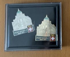 2x Post Basel 2 Anstecker Pins 1908-1975