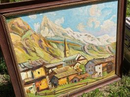 Peinture Gemälde Evolène Dent Blanche signé STUTZMANN