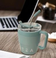 NEUER isolierte Thermotasse blau mit Strohhalm - 223434