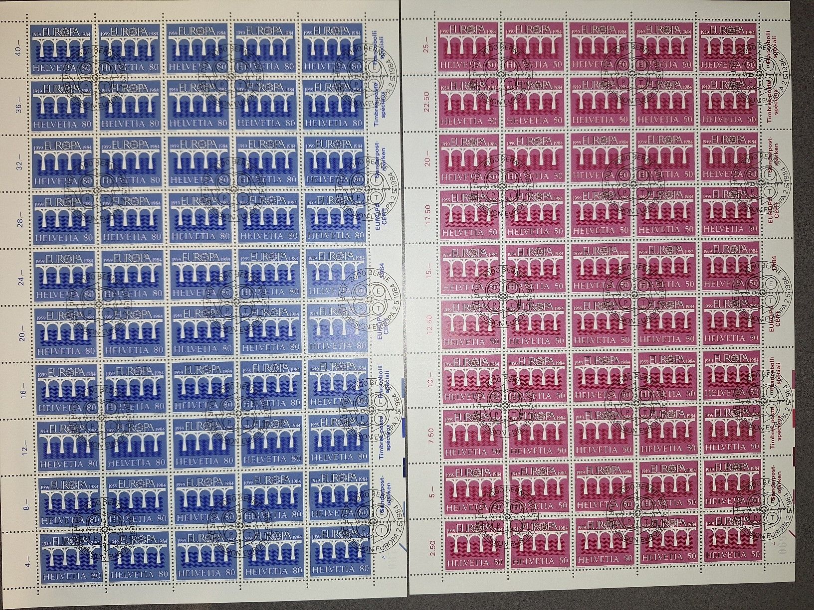 Alle Briefmarken: 1984 Europa 50er Bögen  – Gebraucht aus Balgach von SIMEON27