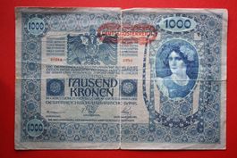 currency banknote österreich-ungarn tausend kronen 1902