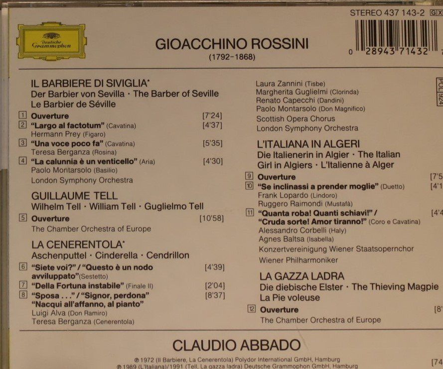 CD: Claudio Abbado – Rossinissimo! – Usato da Luzern venduto da CONTENTI 2