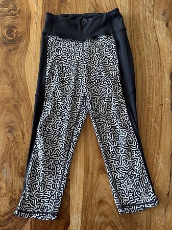 Reebok Leggings Gr. 156 / 164 XS Schwarz Weiss