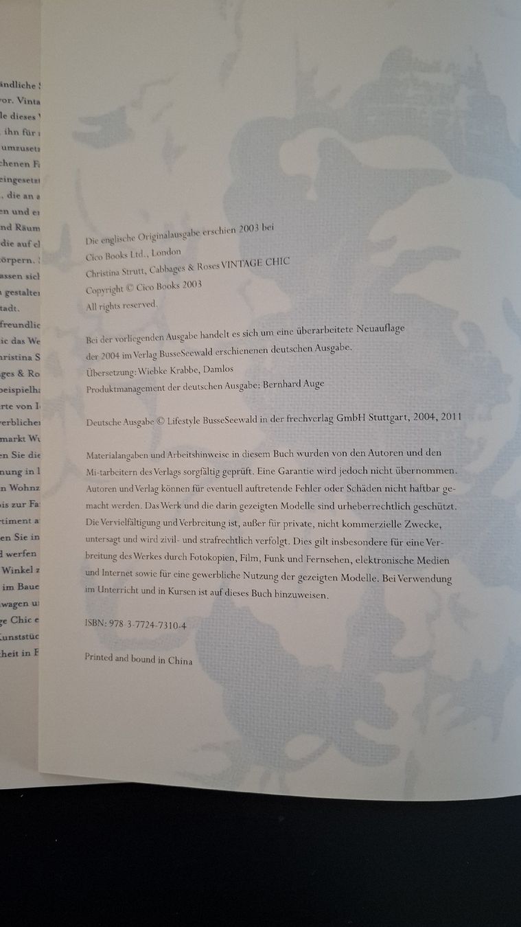 Libri: Wohnen•Einrichten•Vintage Chic•Busse Seewald – Usato da Ottenbach venduto da Rasenmaeeher 3