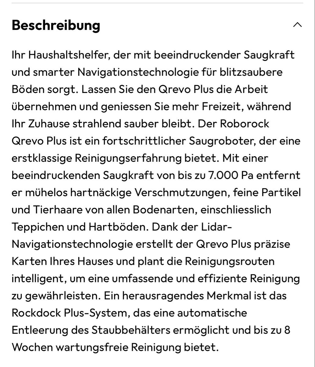 Tutte le macchine: Roborock Qrevo Plus Saugroboter – Nuovo e nell'imballaggio originale da Wetzikon ZH venduto da tan_9922 6