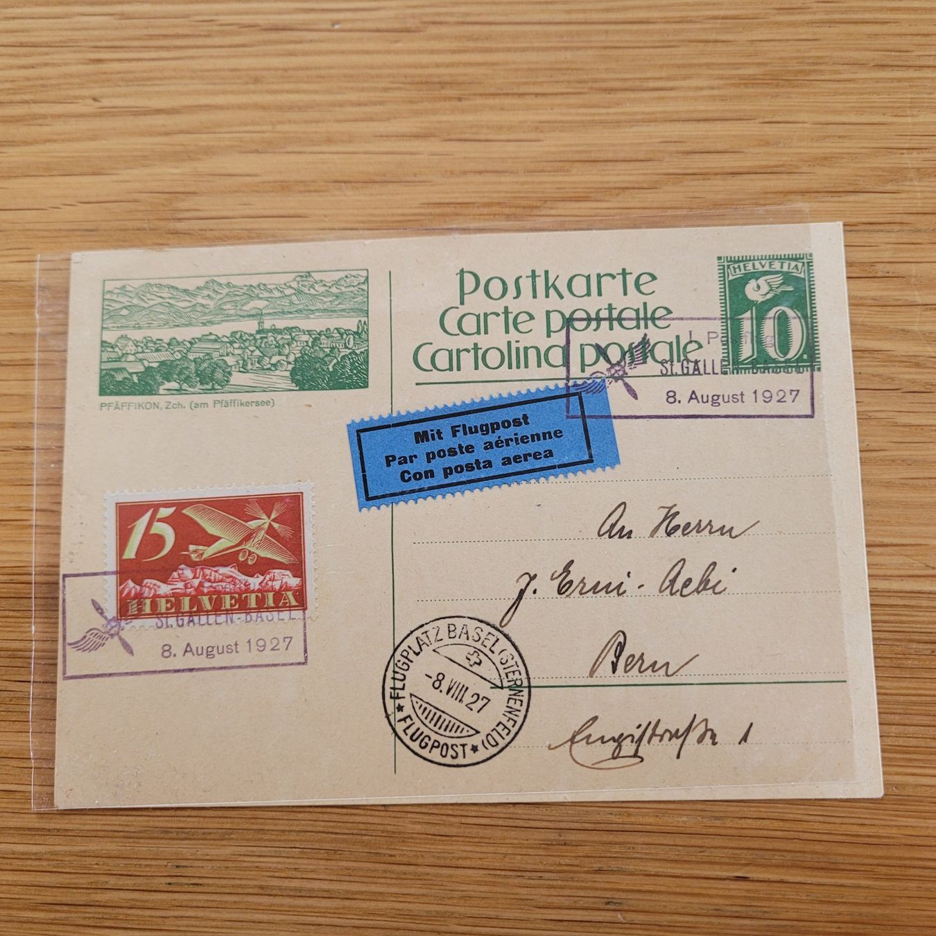 Alle Briefmarken: Poste Aérienne Luftpost St.Gallen Basel 1927 – Gebraucht aus Biel/Bienne von Destockweb