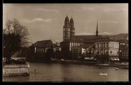 AK Zürich, Limmat mit Grossmünster