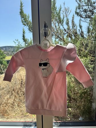 Karl Lagerfeld Kids pink sweaterdress with cat print