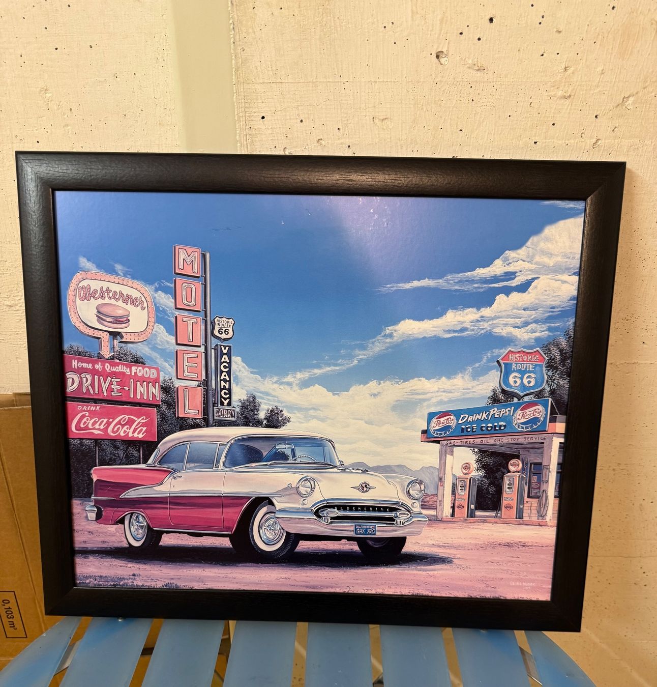 Posters & Illustrations: US-Style Bild Route 66 Diner Oldtimer gerahmt – D'occasion à Neftenbach par Rose40 2