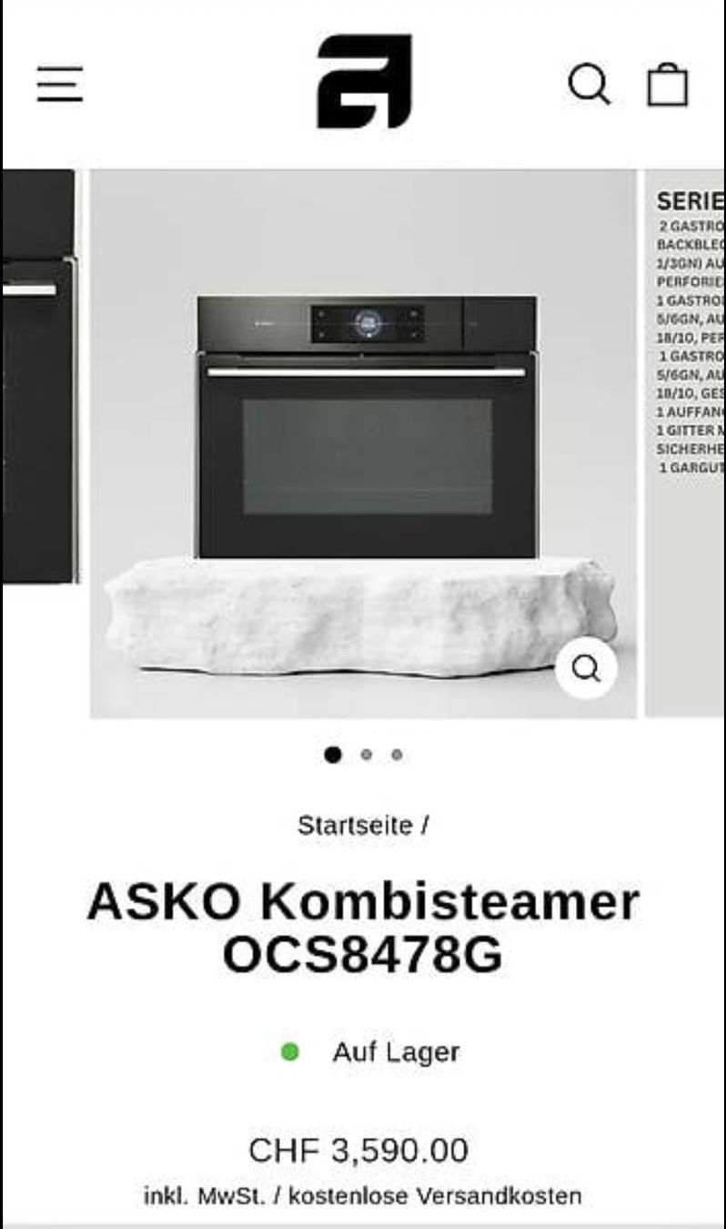 Forni: ASKO KOMBISTEAMER NEU ORGINALVERPACKT – Nuovo e nell'imballaggio originale da Unterstammheim venduto da P911993