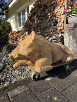 Holzskulptur Wildschwein 