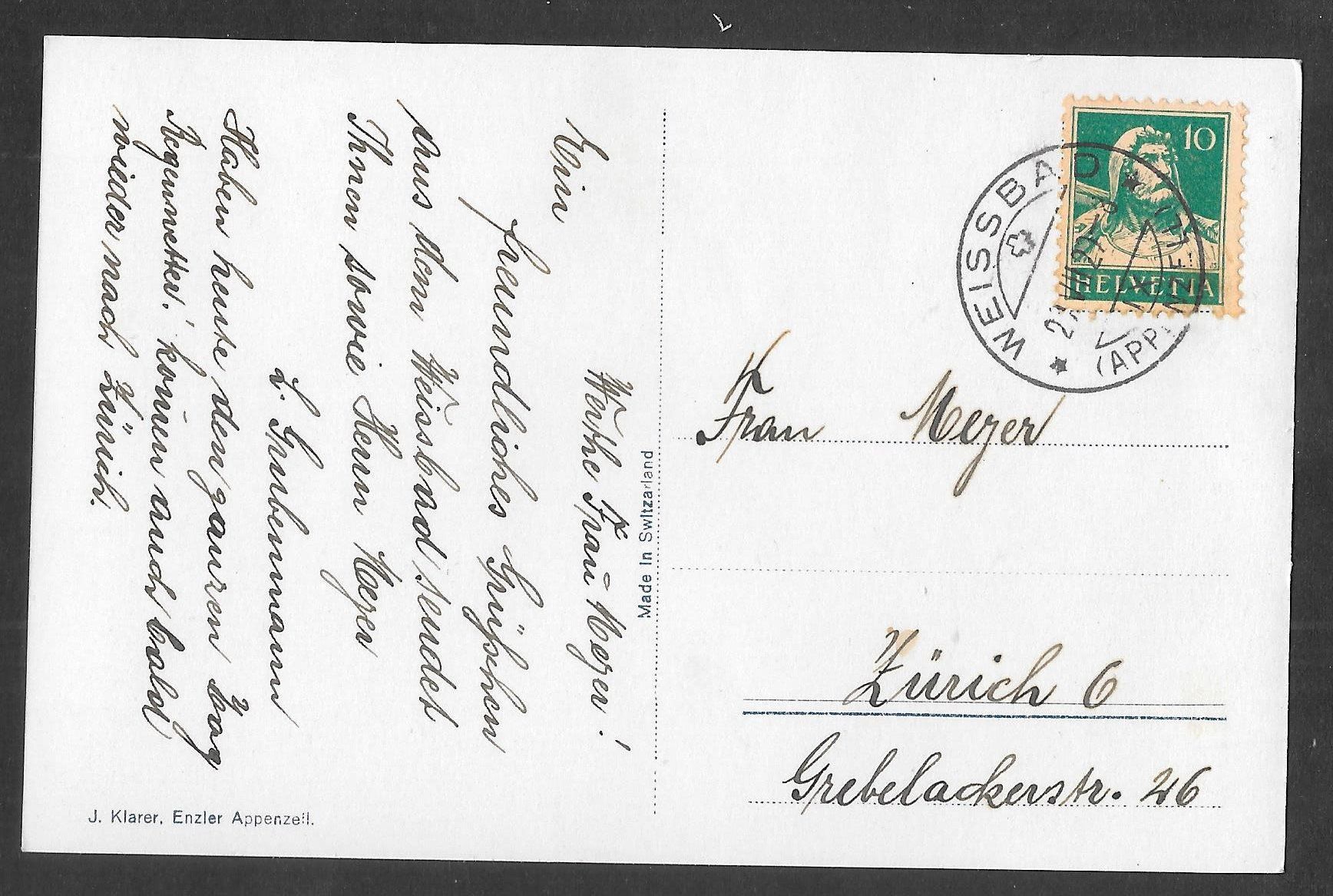 Cartoline postali: Weissbad Ansicht mit Ebenalp – Usato da Olten venduto da clotaldi 1