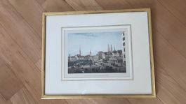 Farblithograhie - Zürich beim Hechtplatz (1840)
