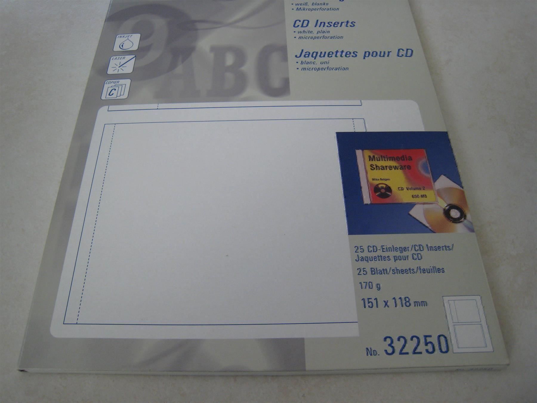 Carta: ***** Avery Zweckform 32250 CD/DVD insert – Nuovo e nell'imballaggio originale da Villaz-St-Pierre venduto da Ubid 1