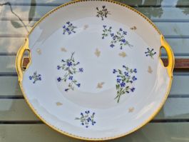 Feine Jugendstil Servierplatte mit Kornblumen & Goldrand