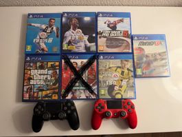 PS4 Set: 7 Spiele + 2 DualShock Controller