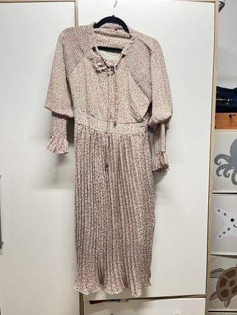 Vintage Floral Pleated Dress - Bohemian Chic Style