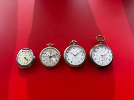 Lot von 3 Taschenuhren und einer Armbanduhr