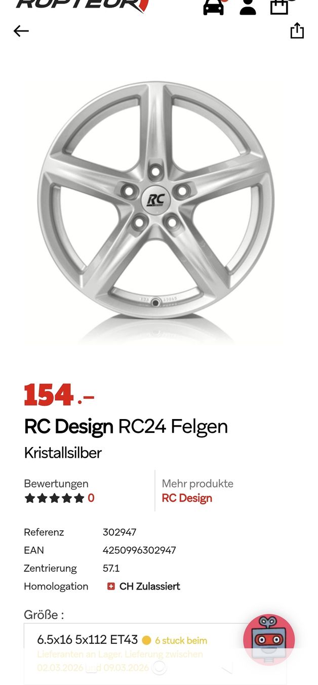 Felgen: Jantes RC Design RC24 Titan Metallic – Gebraucht aus Dompierre FR von F.Blanco
