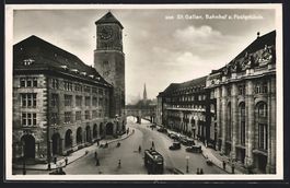 Sankt Gallen, Bahnhof und Postgebäude, 