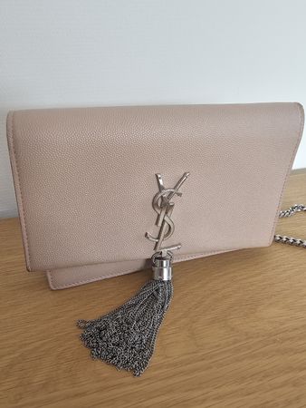 Saint Laurent Kate Tassel Chain Wallet puderrosa Leder YSL