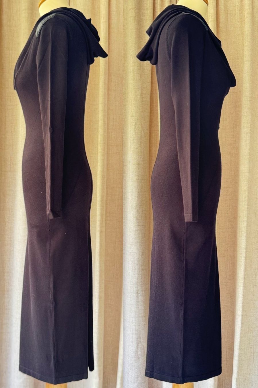 Morgan Vestiti: Taille S - Robe mi-mollet noir à capuche drapé fendue – Nuovo (secondo la descrizione) da Genève venduto da Reveur 1