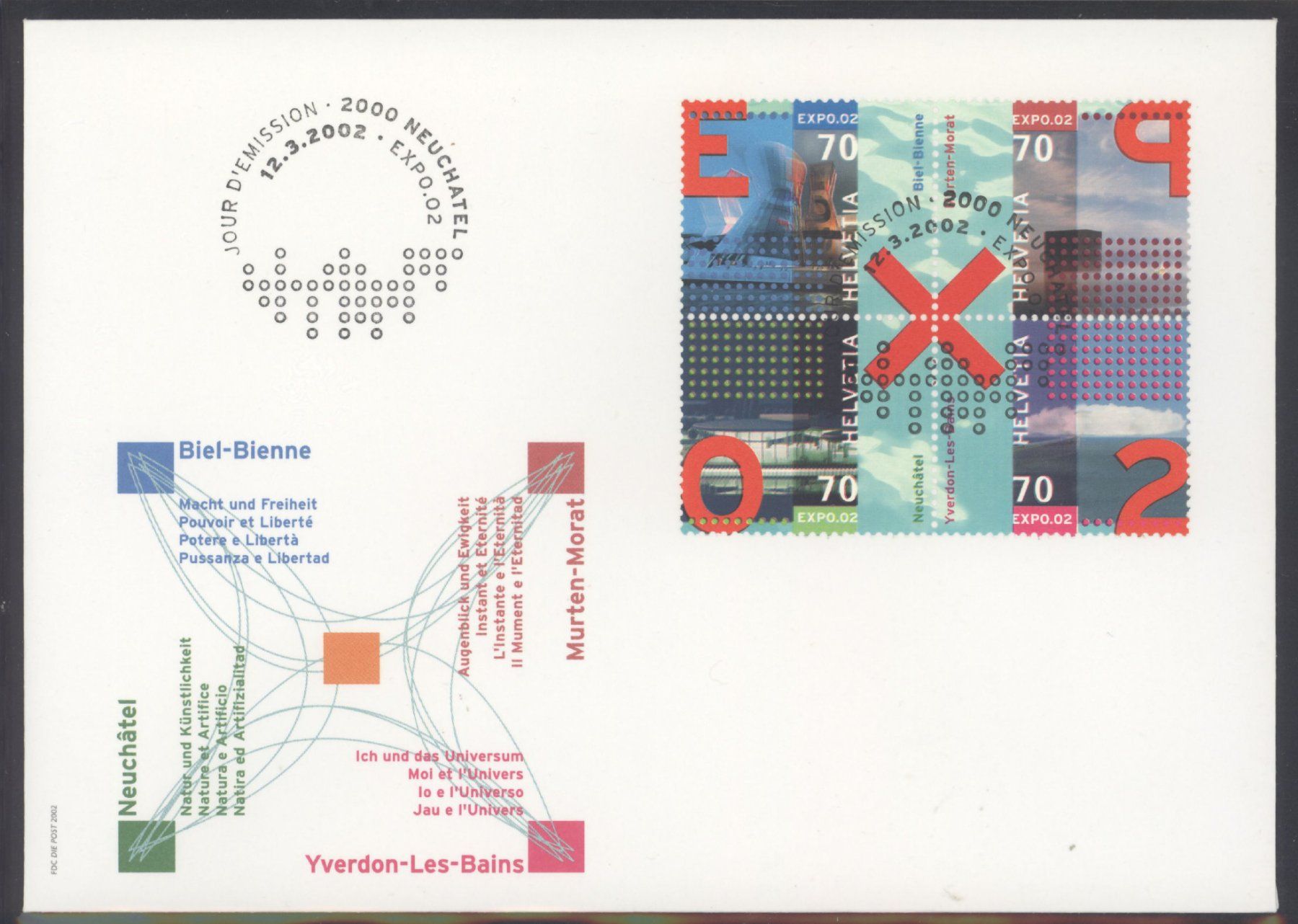 Tutti i francobolli: 2002, FDC, Sondermarken Expo.02 – Usato da Willisau venduto da Vollstempel