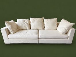 Large Cream Colored Corner Sofa with Cushions Used Condition