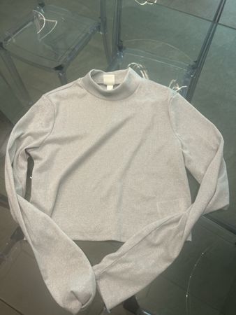 Maglietta collo alto manica lunga grigio