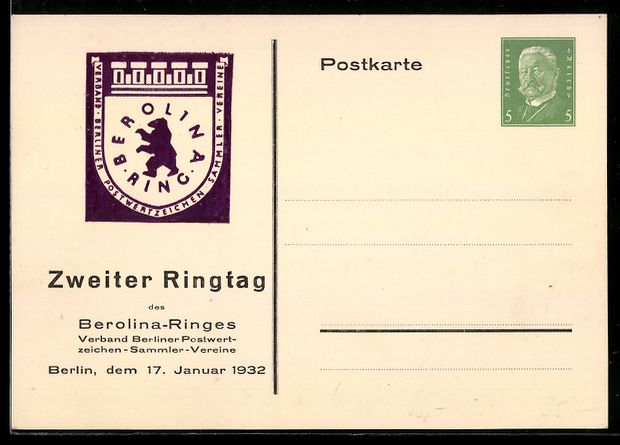 Entiers postaux: Berlin, Zweiter Ringtag d. Berolina-Ring – D'occasion à Berlin par bartko-reher