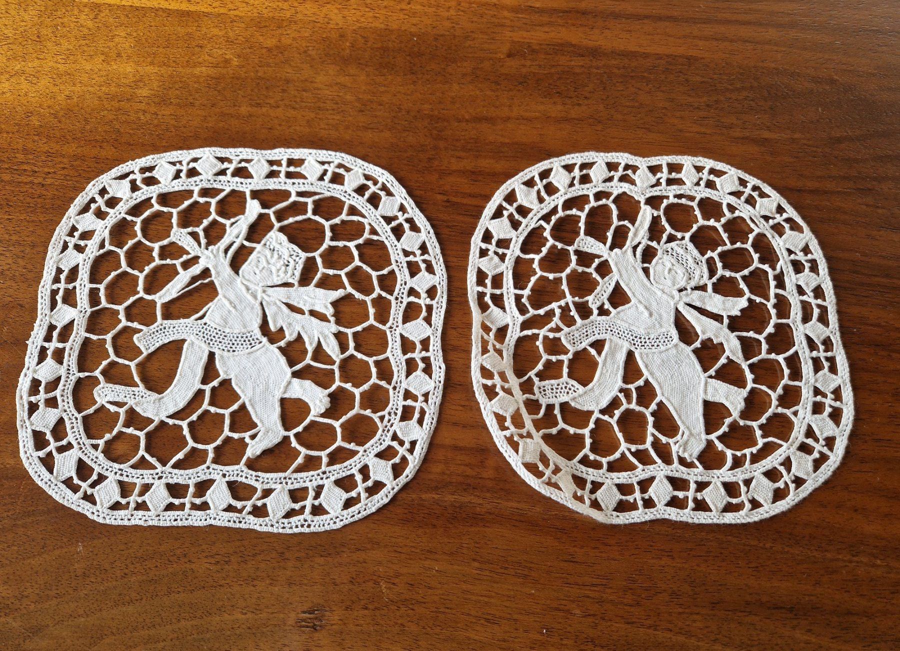 Altra biancheria da tavola: 2 Antike Spitzendeckchen Engel Handarbeit Spitze Vintage ... – Nuovo (secondo la descrizione) da Bern venduto da Antikbatik