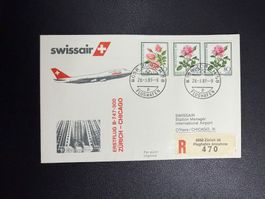 Swissair Erstflugbrief Zürich-Chicago 1983