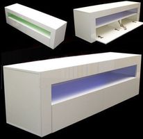 57045 - LED Lowboard 155cm Hochglanz weiss TV-Schrank