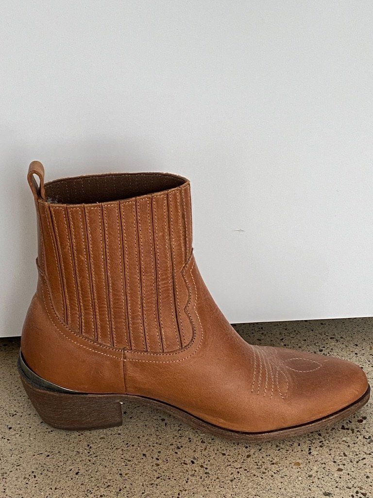 Scarpe da donna: Stiefeletten Cowboy-Style, lederfarben – Usato da Zürich venduto da Pamo02 2