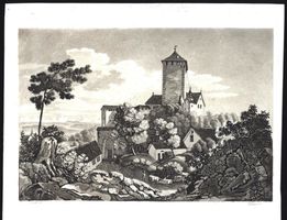 Schloss Herblingen  Aquatinta 1828 selten