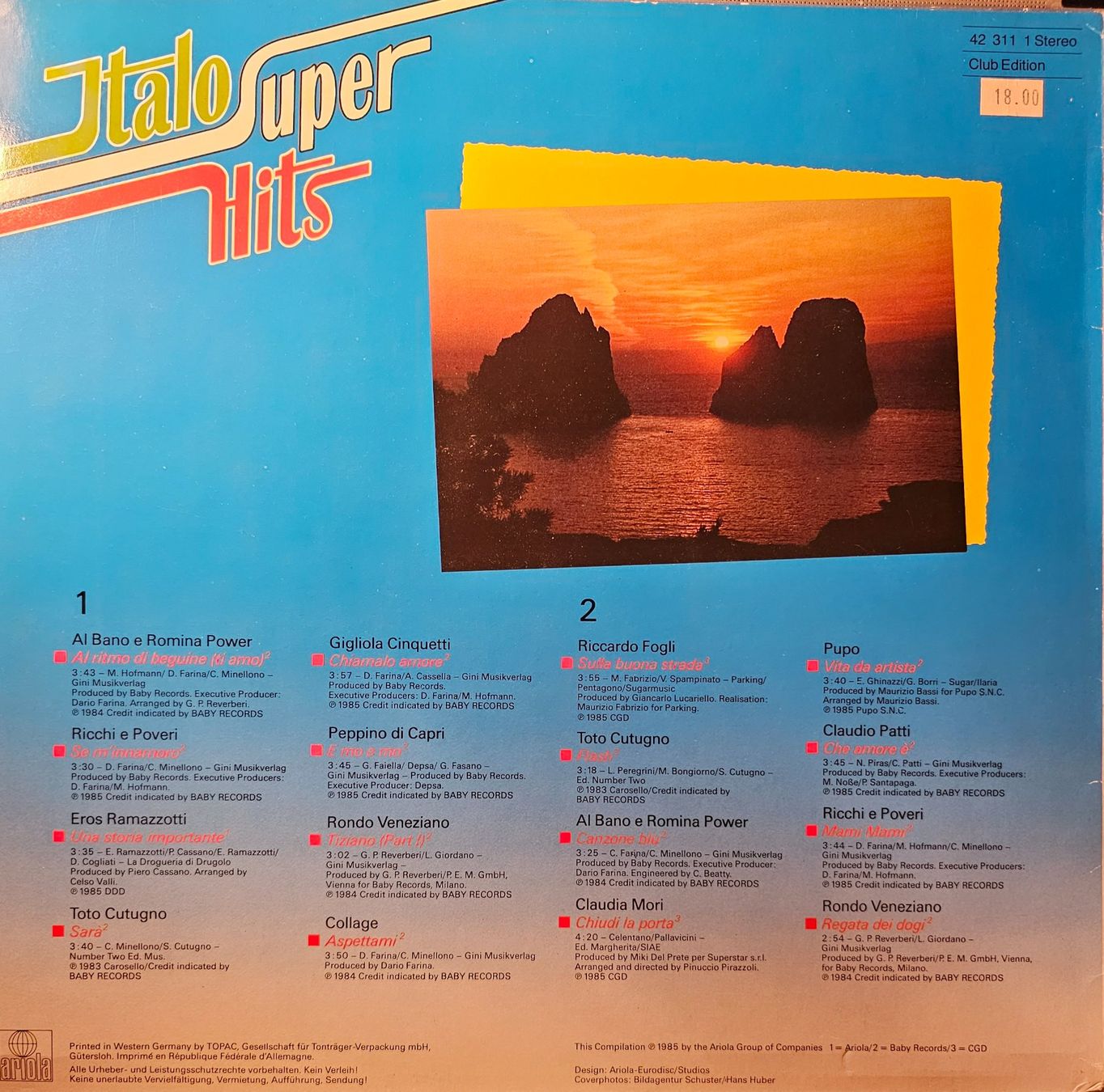 Schallplatten: Various – Italo Super Hits – Gebraucht aus Wahlen b. Laufen von Cg10 1