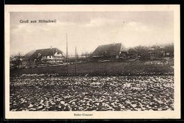 AK Mötschwil, Bauernhäuser und verschneites Feld