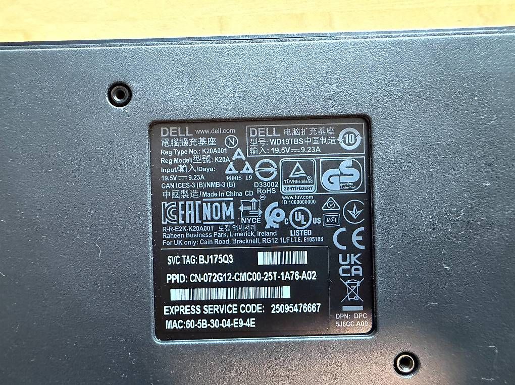 Docking station: Dell WD19TBS Dockingstation ohne Netzteil – Usato da Fürigen venduto da adpe 2