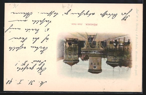 Cartoline postali: AK München, Private Stadtpost, Isartor – Usato da Berlin venduto da bartko-reher 1