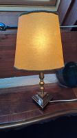 Vintage Tischlampe Messingfuss mit Stoffschirm