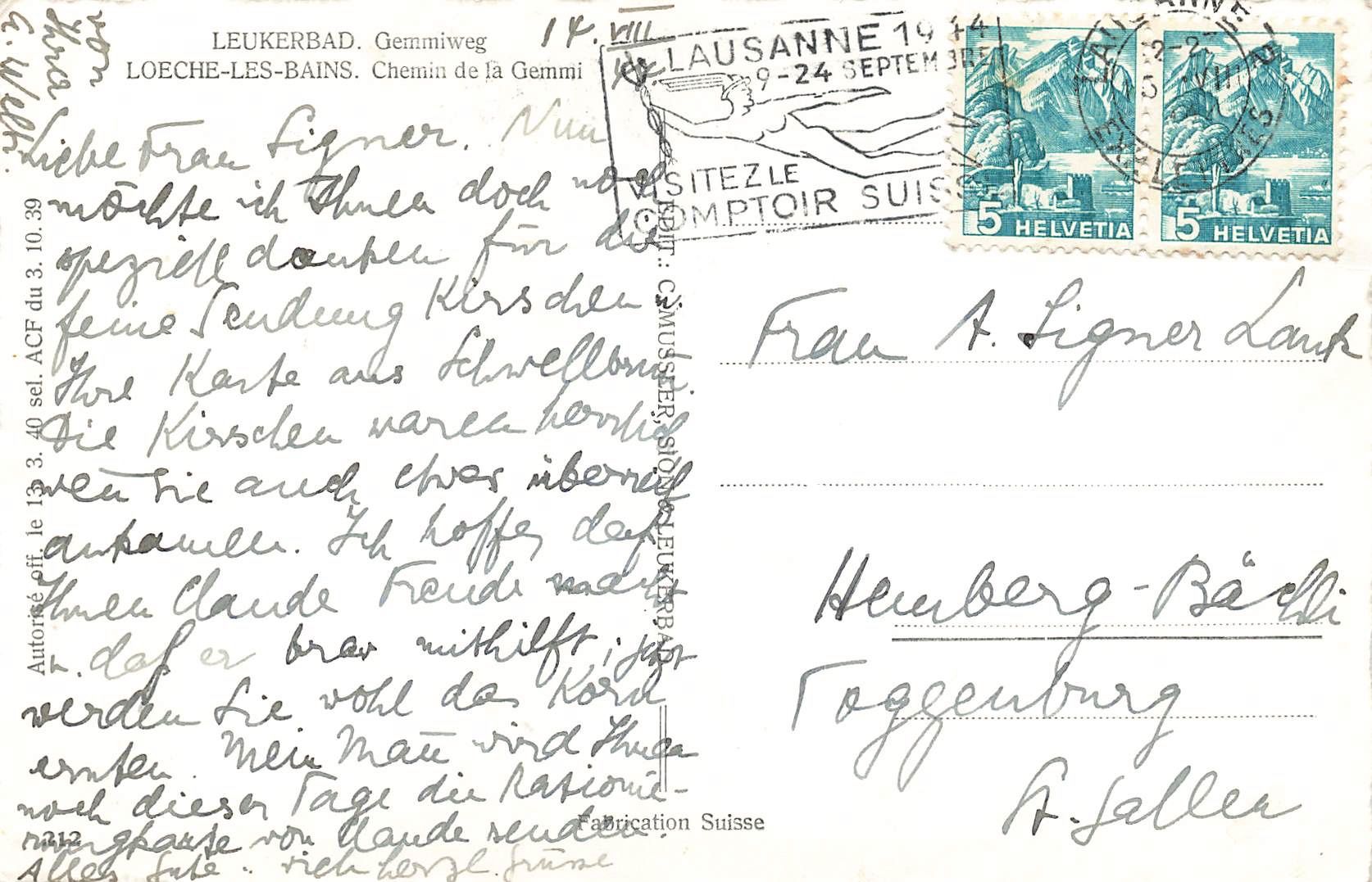 Cartoline postali: Leukerbad gemmiweg – Usato da Biasca venduto da Blenio71 1