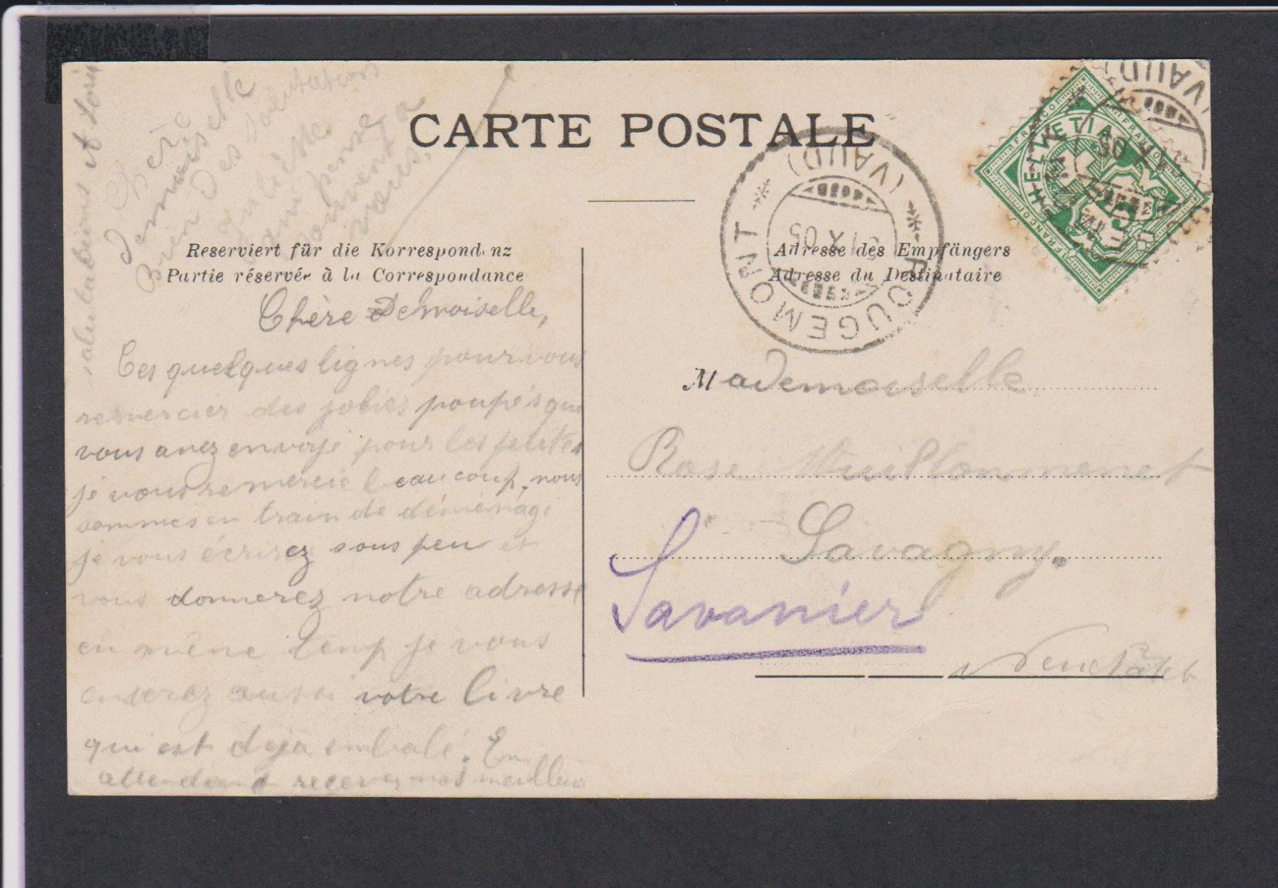 Cartoline postali: Rougemont  VD   -   alte Ansichtskarte von 1905 – Usato da Vitznau venduto da Ropaku 1