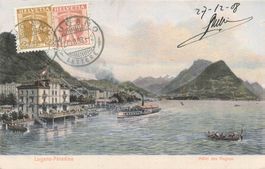 Lugano Paradiso TI Hôtel des Anglais con battello sul lago