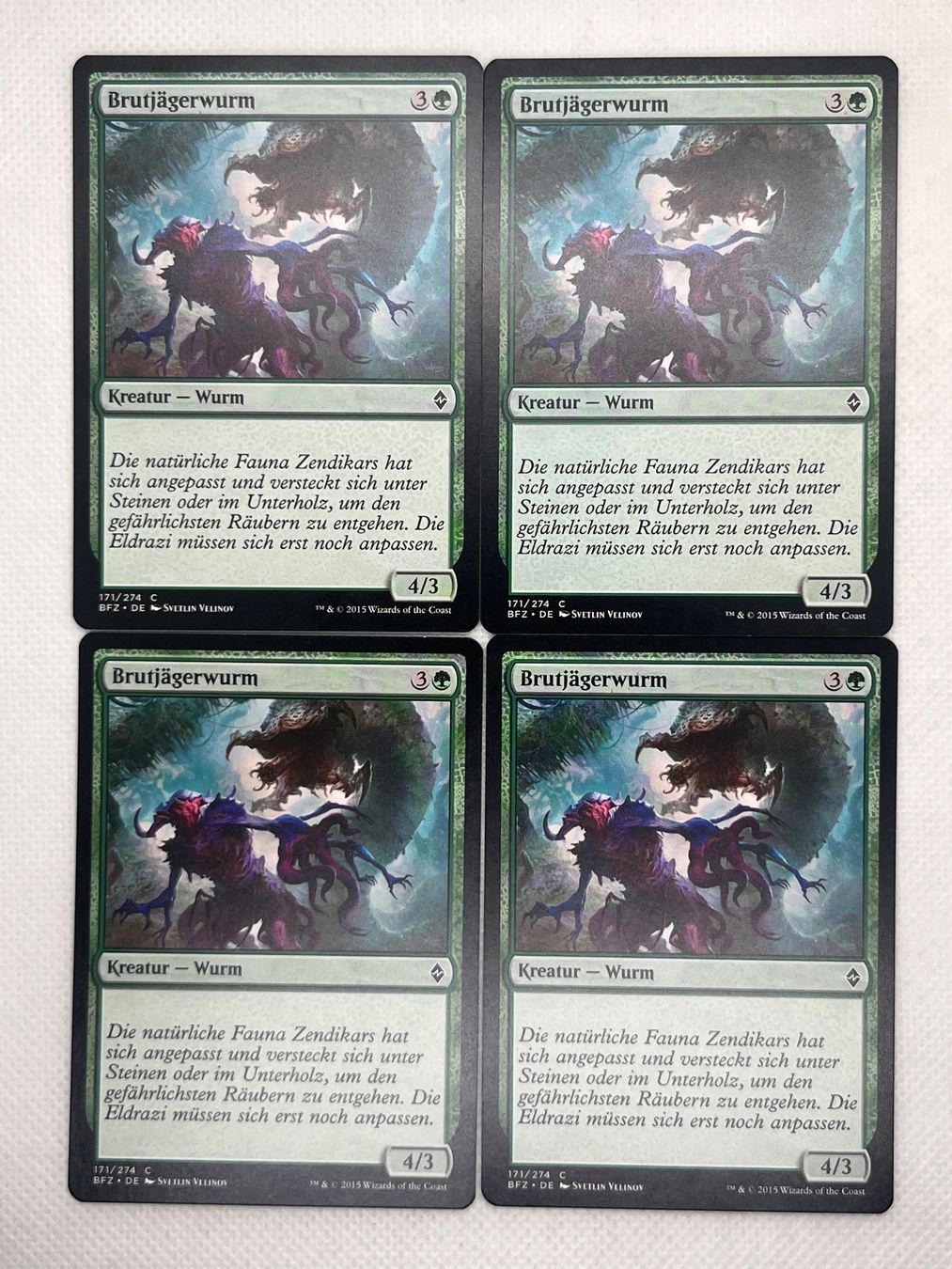 Magic The Gathering Carte collezionabili: MTG Brutjägerwurm BFZ 171 Deutsch Common 4x – Usato da Hinterkappelen venduto da Kim1992