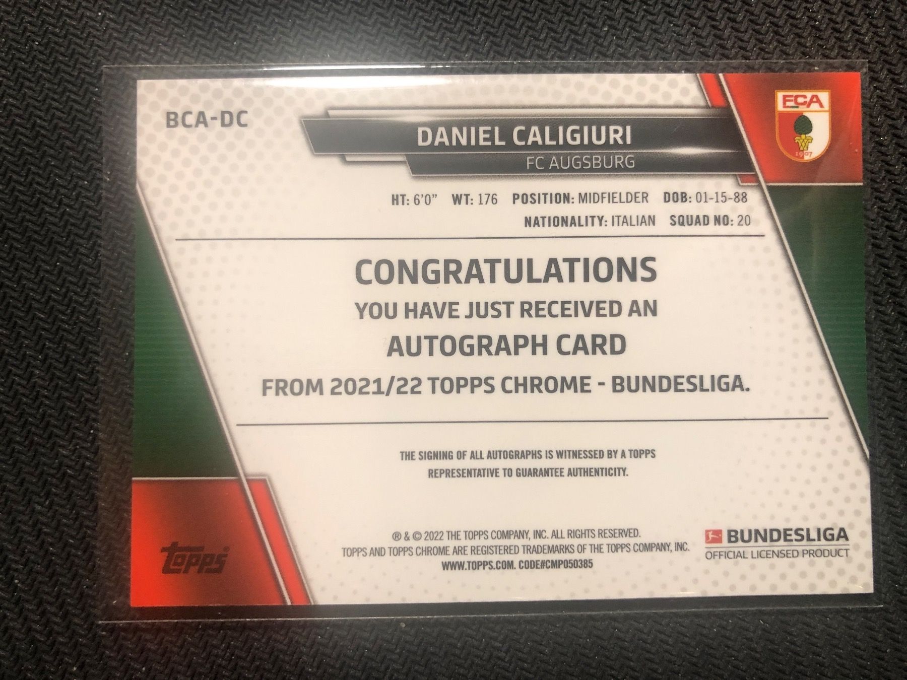 Topps Carte collezionabili: Topps Chrome Daniel Caligiuri Autogramm – Usato da Wangenried venduto da Garagara 1