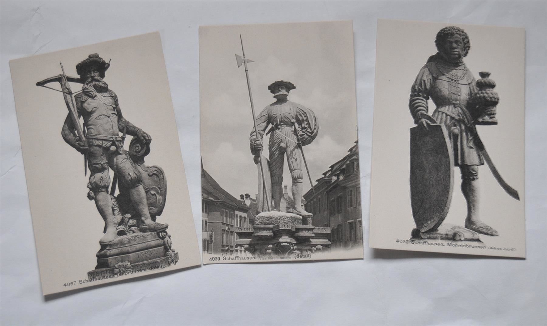 Ansichtskarten: 3 AK Schaffhausen Brunnenfiguren 1906 – Gebraucht aus Schaffhausen von RolfMeister